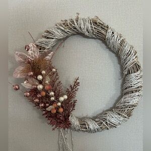 Elegant Silver and Pink Holiday Wreath